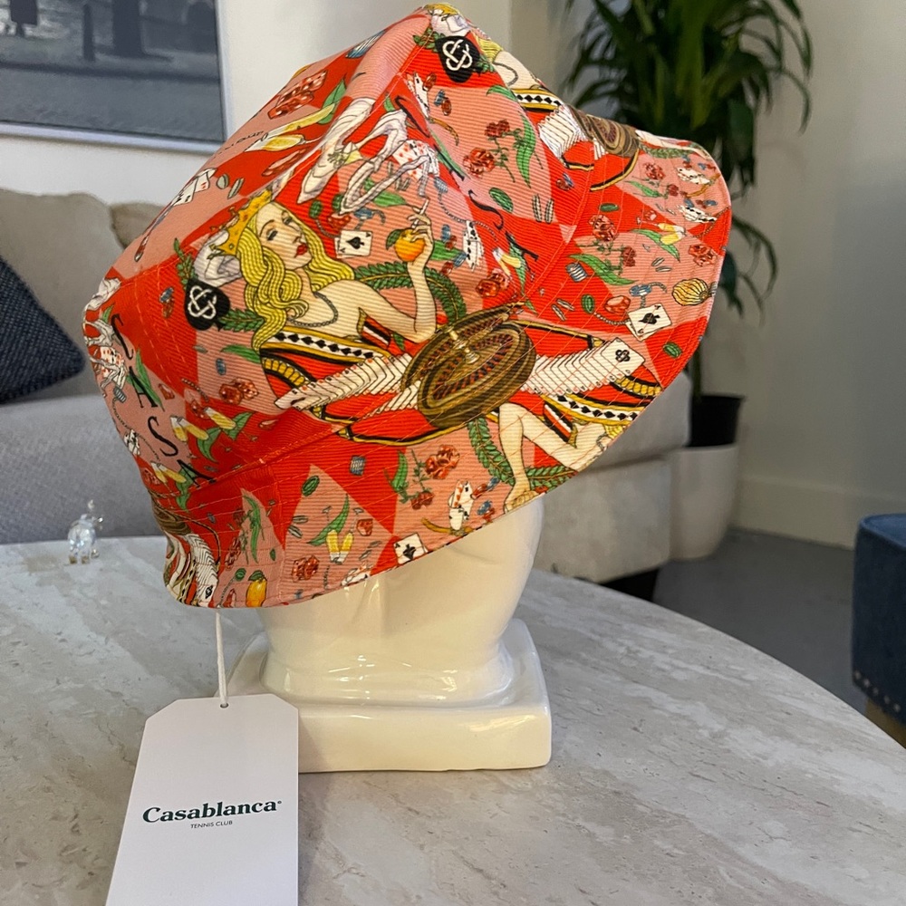 Casablanca hat size M/L color red queen of cards denim.Brand new 100% authentic.